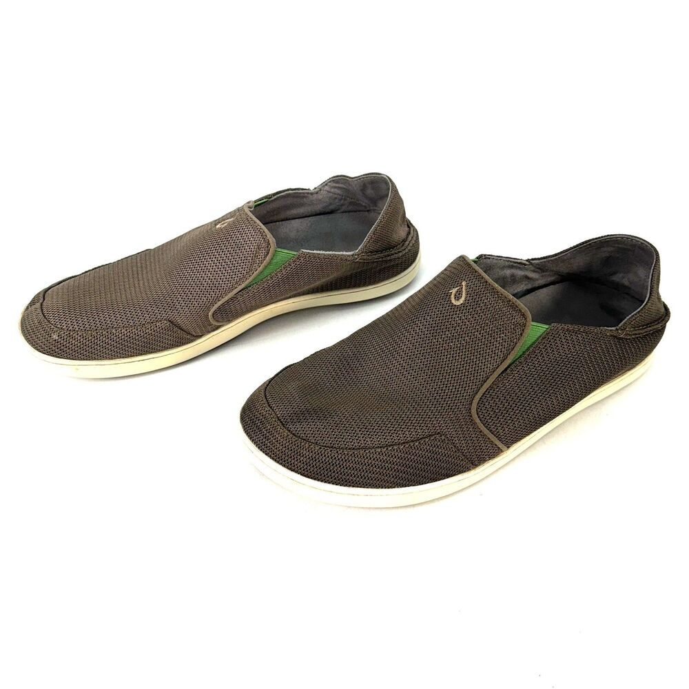 Olukai Nohea Mesh Mustang Lime Green Mens Size 11.5 Comfort Casual Slip On